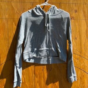 Ribbed Cropped Hooded Sweater